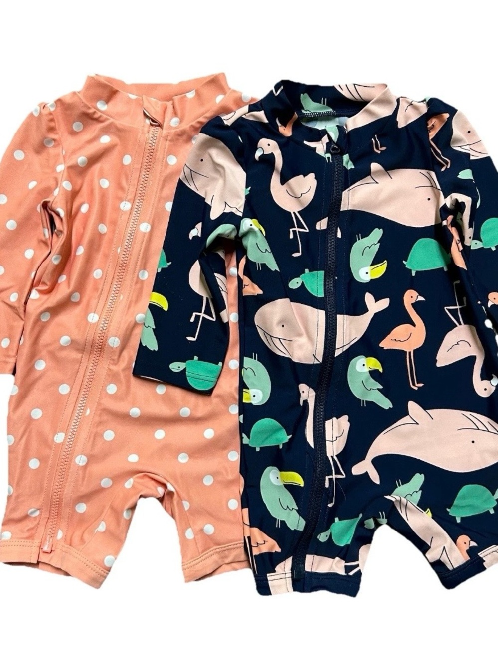 Baby Girl Summer One Piece Bathing Suit Long Sleeve Full Zip Size 3-6 Months